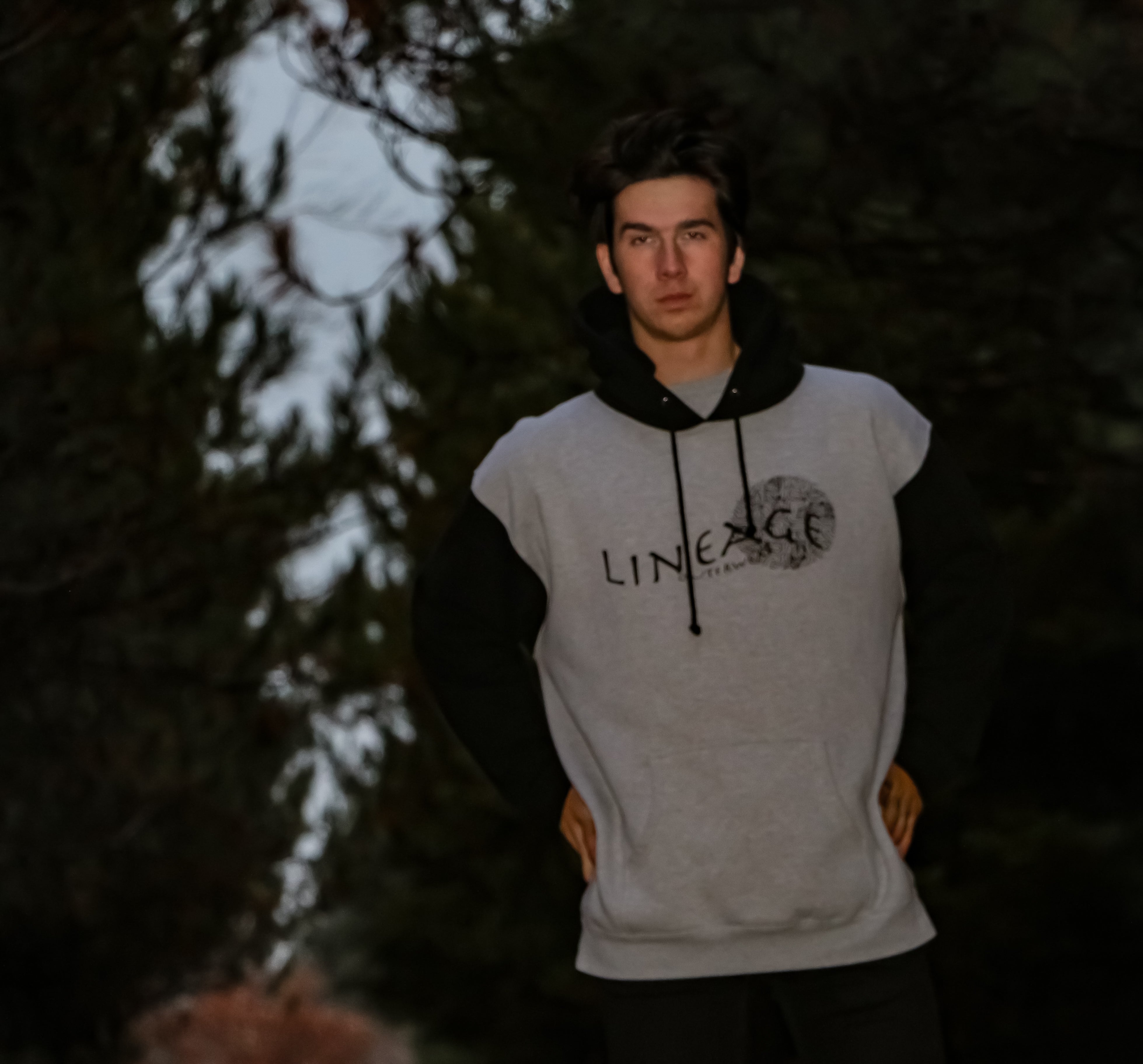 Lineage grey and black hoodie